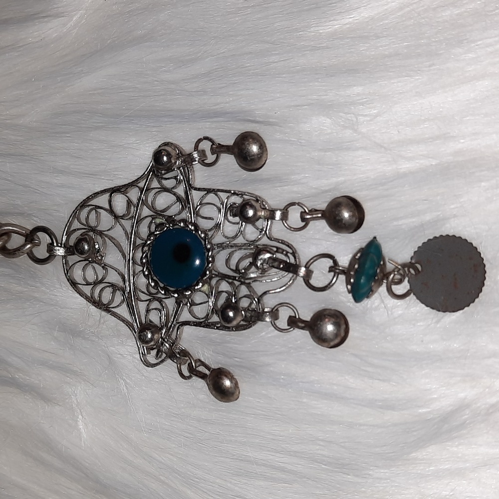 filigree Keychain beaded evil eye art or purse  charm or decor hamsa